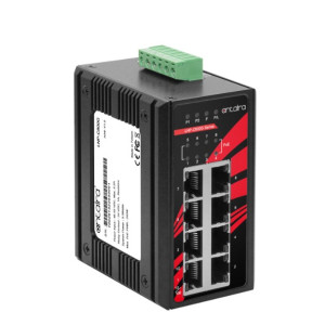 Antaira LNP-C800G 8-Port PoE+ Unmanaged Gb Ethernet Switch, 30W / Port, IP 30 rated, DIN rail or wall mount